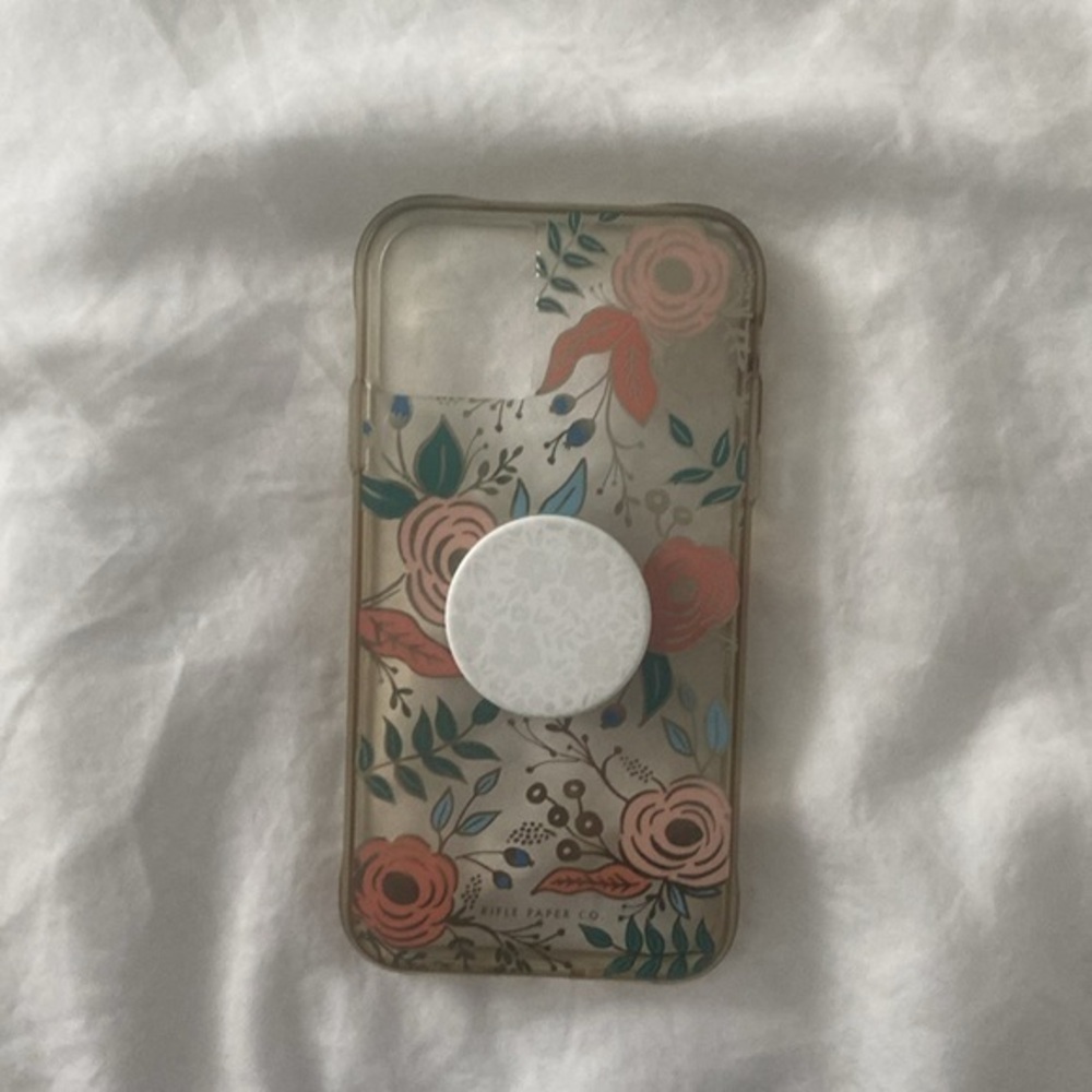 Rifle Paper Co. Clear Floral iPhone 11 Plastic Phone Case with White PopSocket